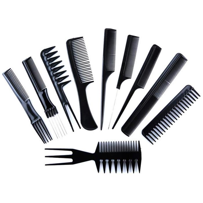 Ensemble de peigne de brosse à cheveux professionnel 10PCS