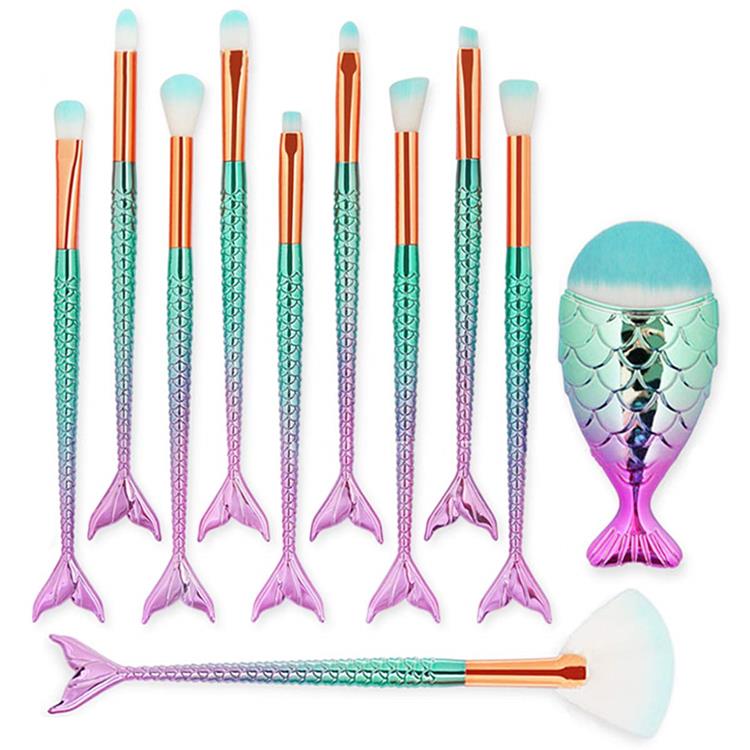 11PCS fard à paupières cosmétique Blush 3D ensemble de pinceaux de maquillage de sirène