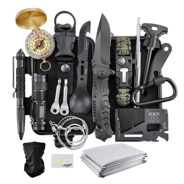 Kit de survie d'urgence pour équipement de plein air 18 en 1