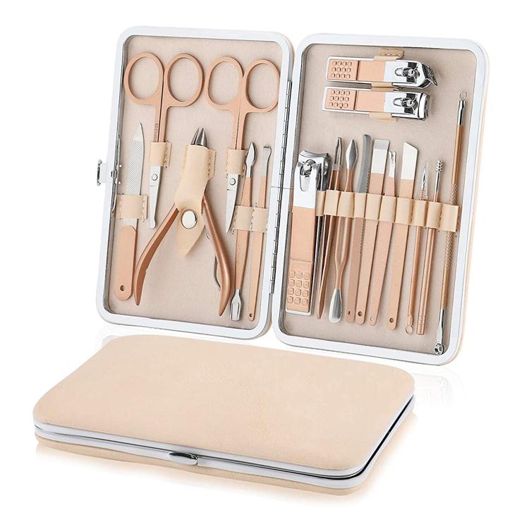 Ensemble de pédicure de manucure en or rose 18PCS en gros