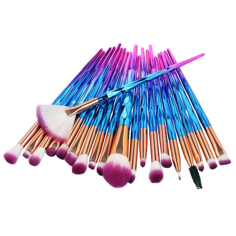 Ensemble de pinceaux de maquillage diamant arc-en-ciel 20 pièces
