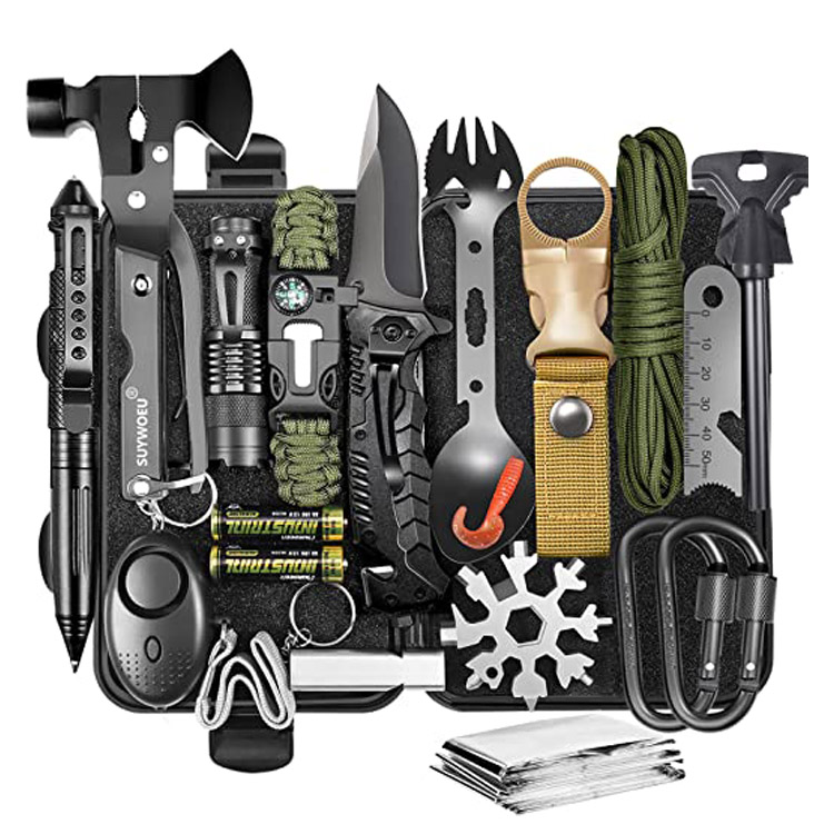 Trousse de survie extérieure 21 en 1 pour équipement d'urgence de premiers soins