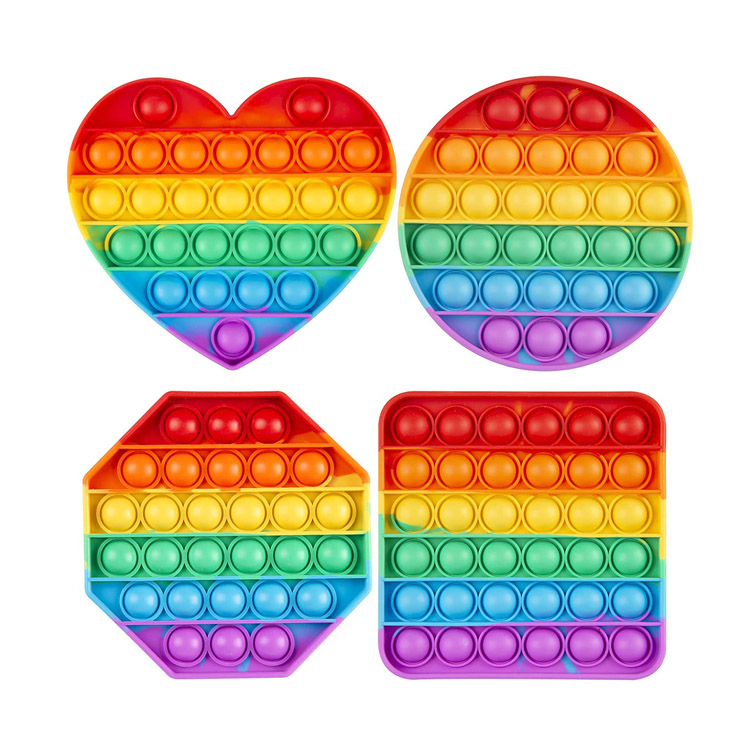 Lot de 4 jouets anti-stress arc-en-ciel Pop Fidget