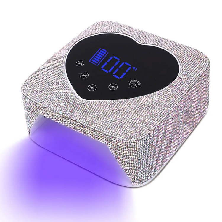 72W en forme de coeur Rechargeable en strass Bling Lampe à ongles