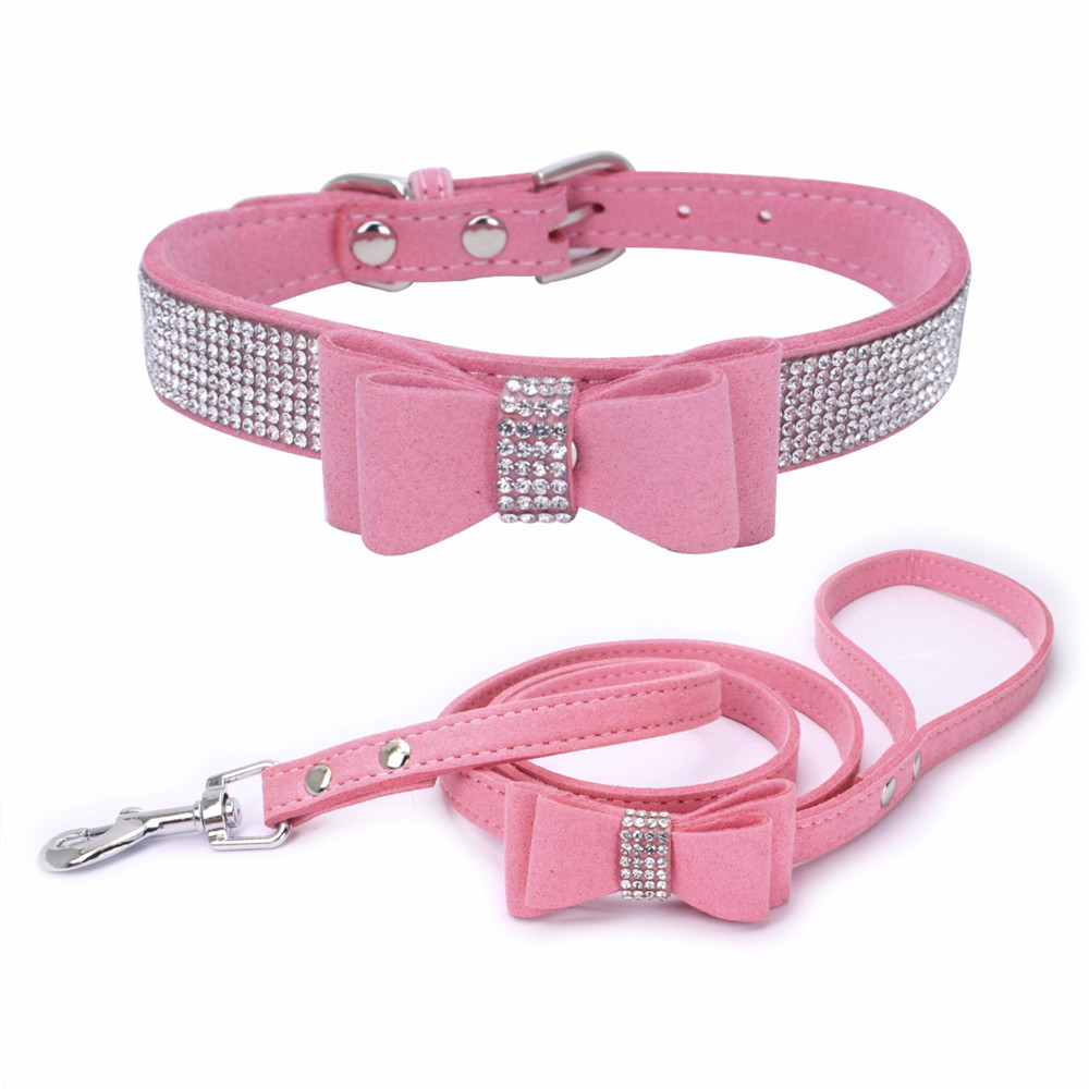 Collier de chien strass Bling cristal chiot réglable avec nœud papillon