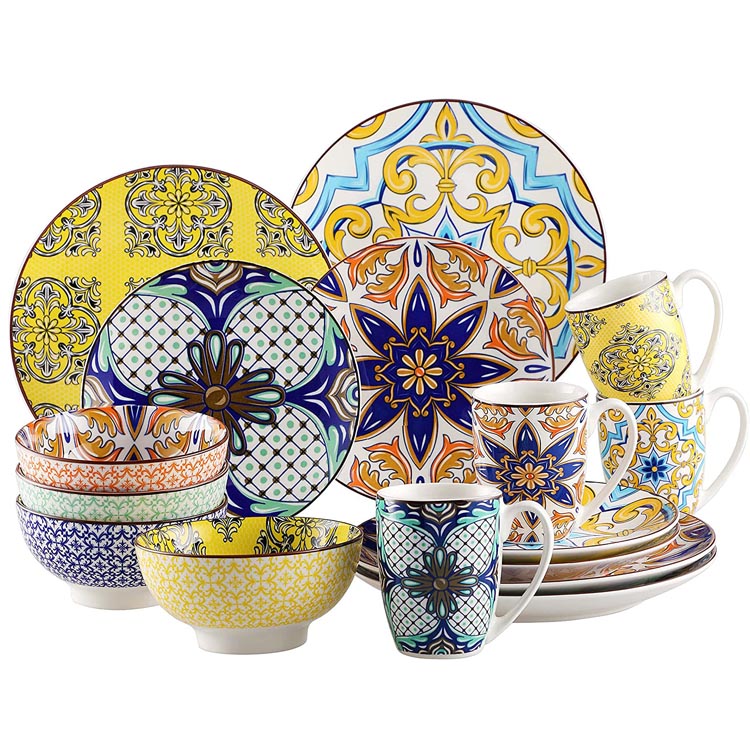 Assiettes et bols colorés de style arabe Vaisselle en porcelaine