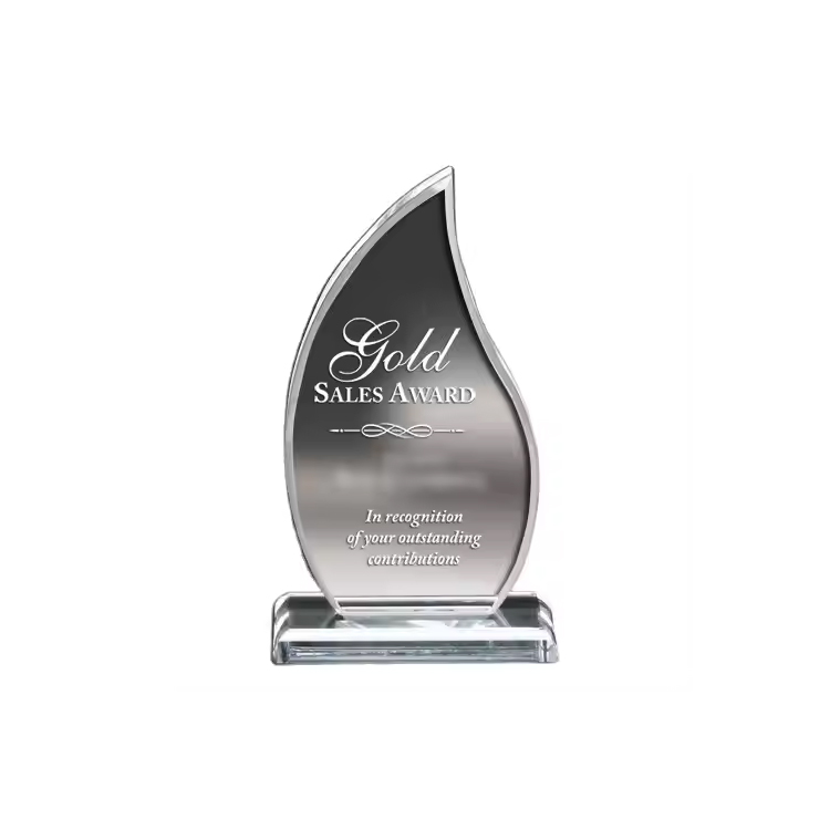 Prix ​​sur les trophées en forme de flamme de base en acrylique Médailles en métal