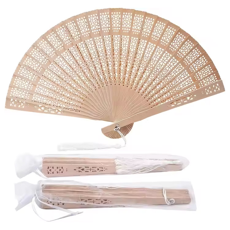 Éventail à main en bois pliable en bambou, cadeau d'anniversaire vintage