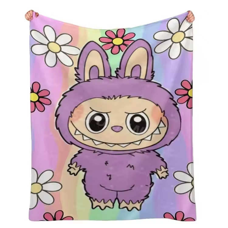 Cartoon Labubu 100% Sofa Throw Promotion Flower Couvertures
