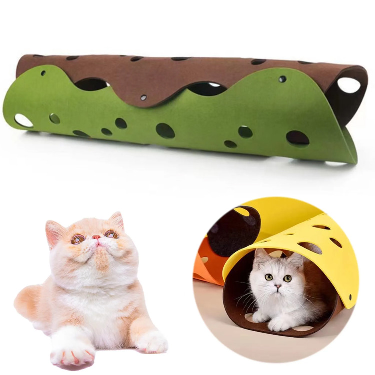 Lit de tube de lit de chat avec des trous jouent un tunnel pour animaux de compagnie pliable