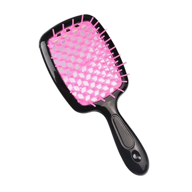 Dents colorées creuses larges démêlant la brosse à cheveux bouclés carrés