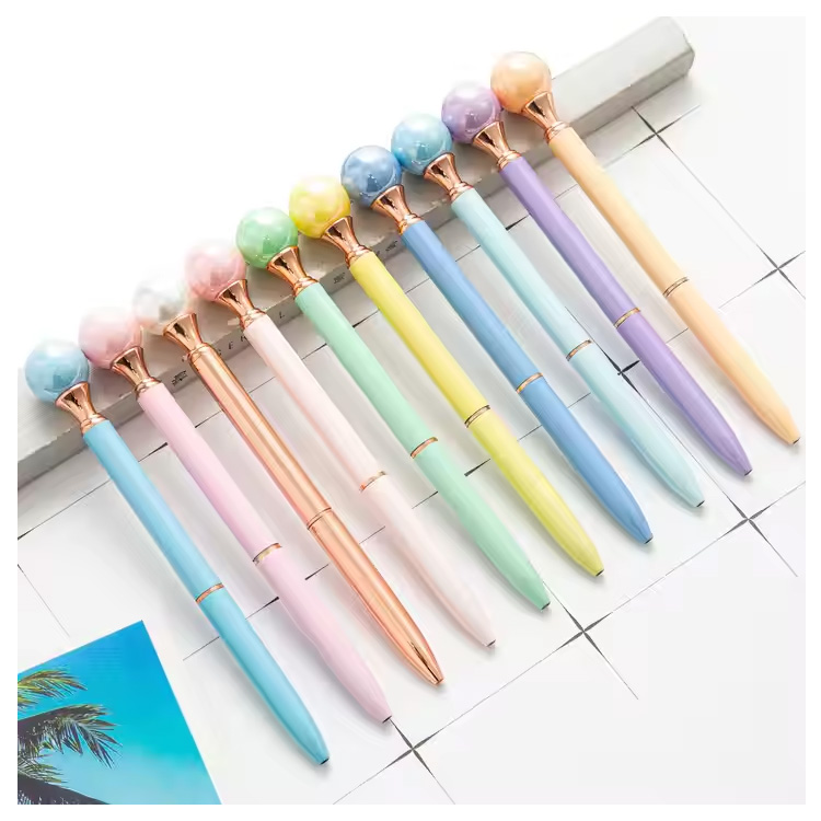 Logo personnalisé 1,0 mm Perl Ballpoint Pen Multi-couleur Multial Metal Body