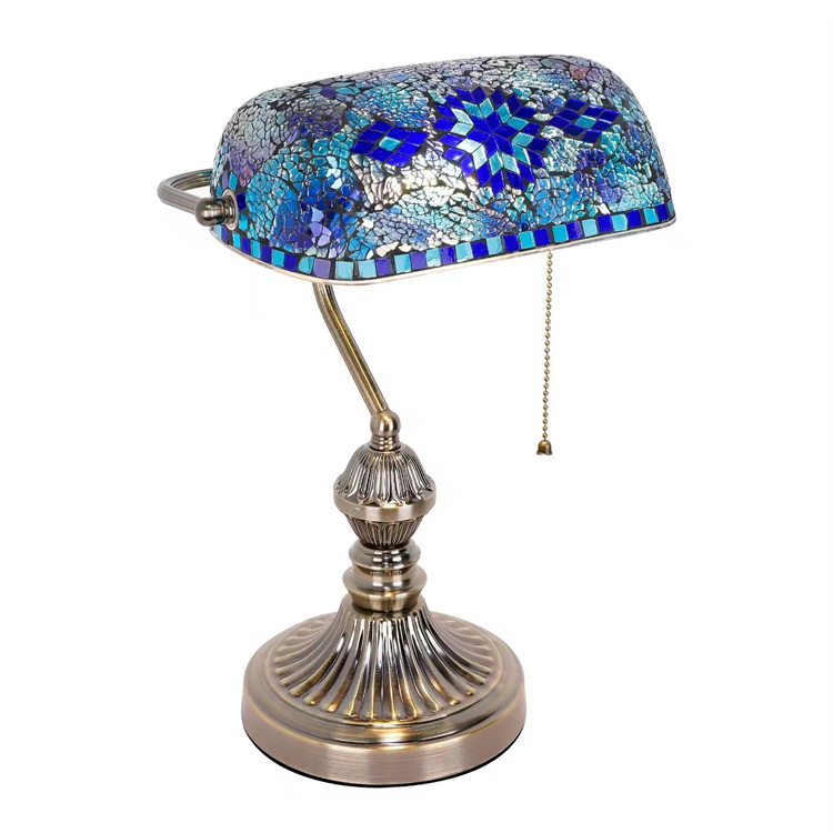 Lampe de table de style mosaïque de banquiers en verre teinté de décoration