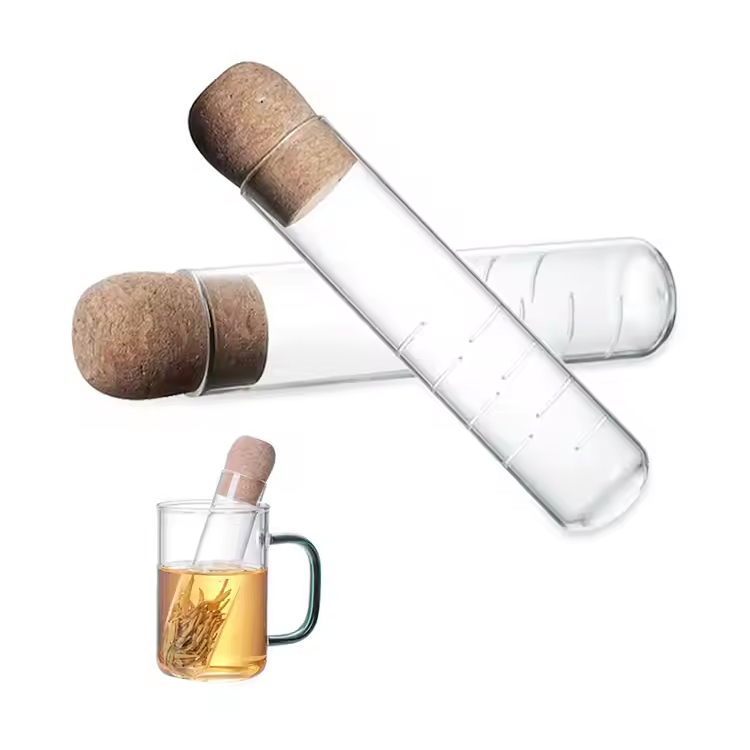 Forme de tube de conception Borosilicate de thé en verre Infuseur