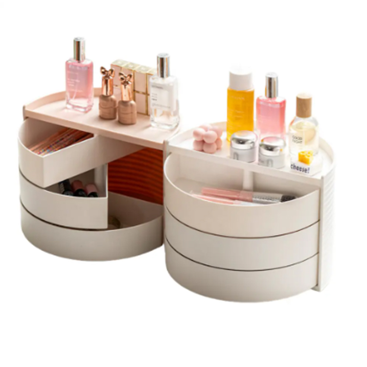 Organisateur de maquillage de contenant de commode circulaire de bureau