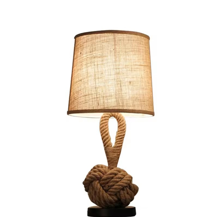 Abat-jour en tissu ETL, lampe de chevet, lampe de bureau en corde d'hôtel