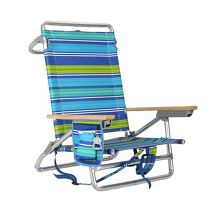 Chaise de plage pliable avec sac à dos et grande pochette de rangement