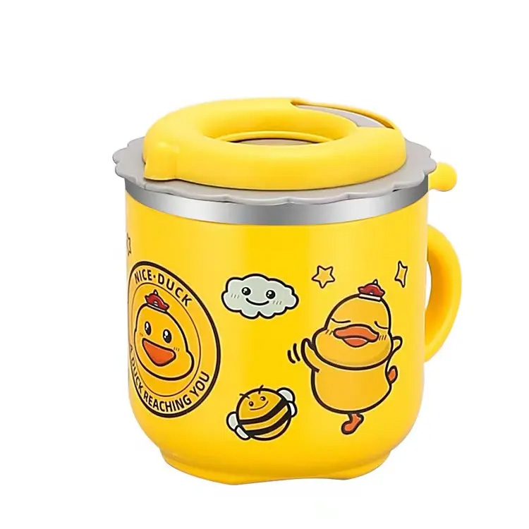 Nourriture sûre paille mignonne de canard jaune fuite à l'épreuve des enfants tasse d'enfants
