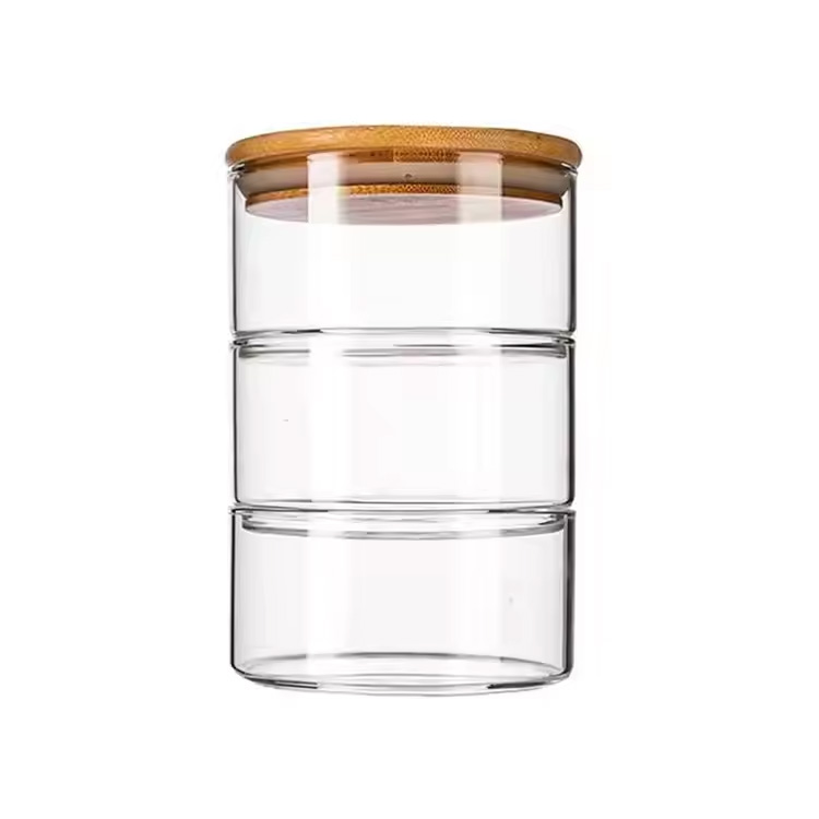 Pot de rangement en verre empilable en verre borosilicate à la main