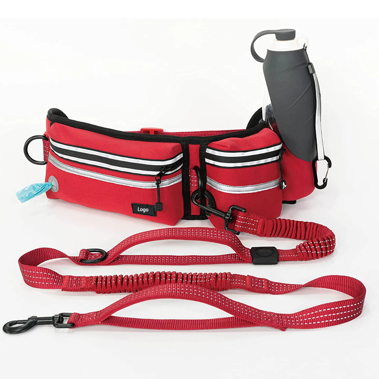 Laisse pour chien avec ceinture de marche mains libres avec sac de taille