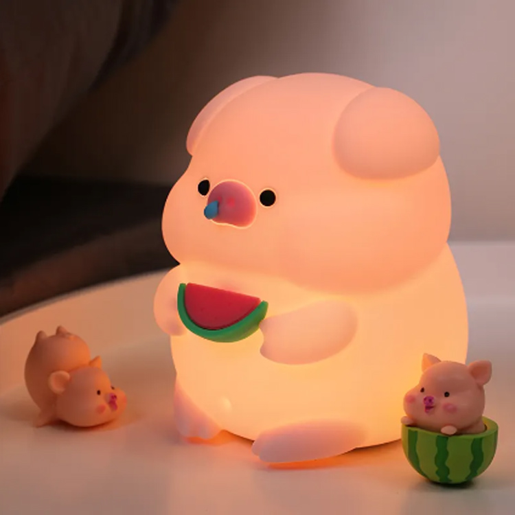 Cute Cartoon Piglet Night Light Indoor Soft Pink Toy Desk Lamp