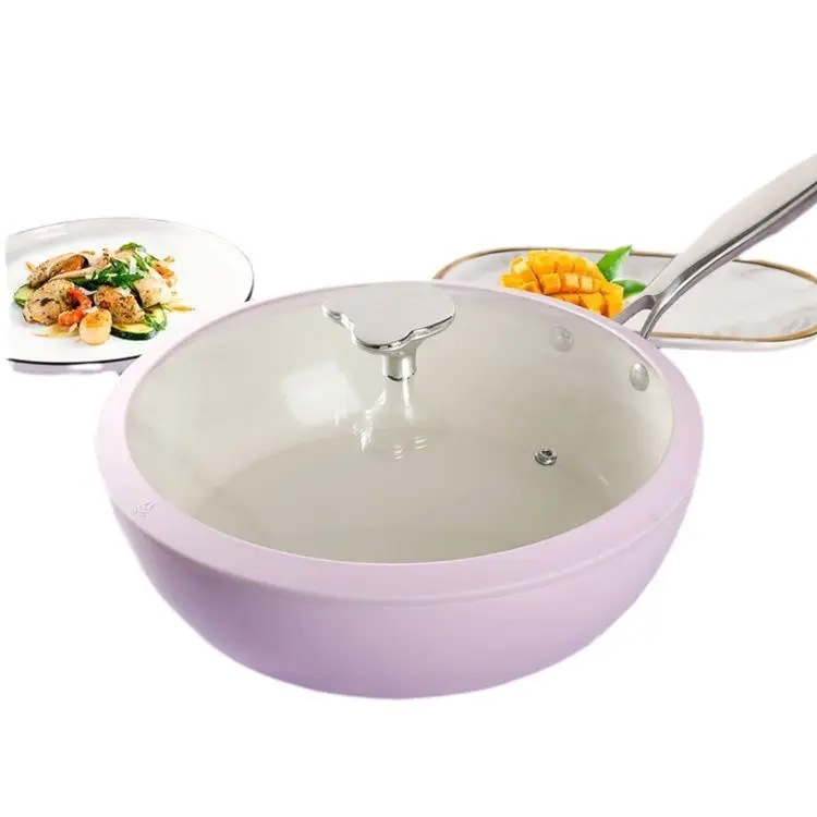 Lavande coque en porcelaine wok pavé de friture en céramique