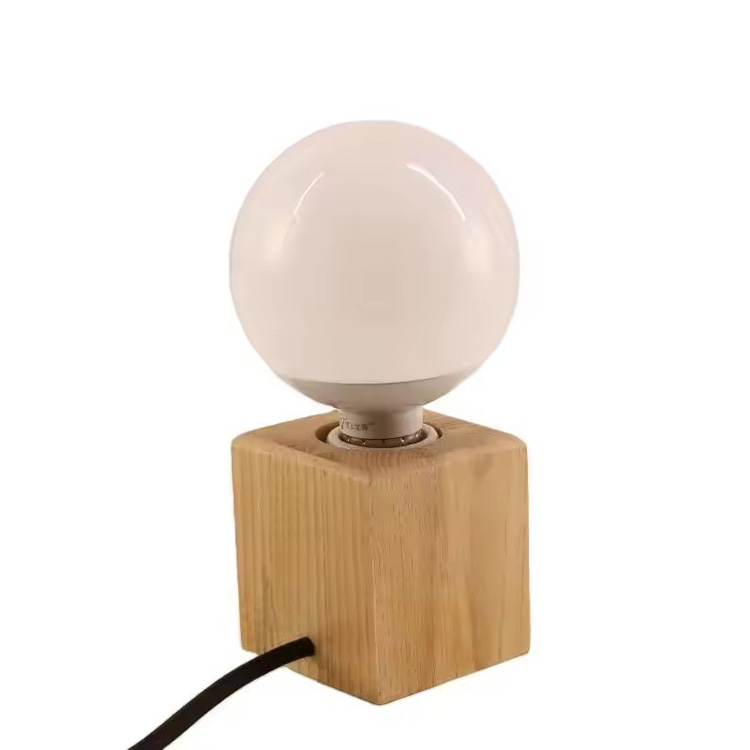 Lampe de bureau à ampoule de lecture de table en bois Edison vintage à LED