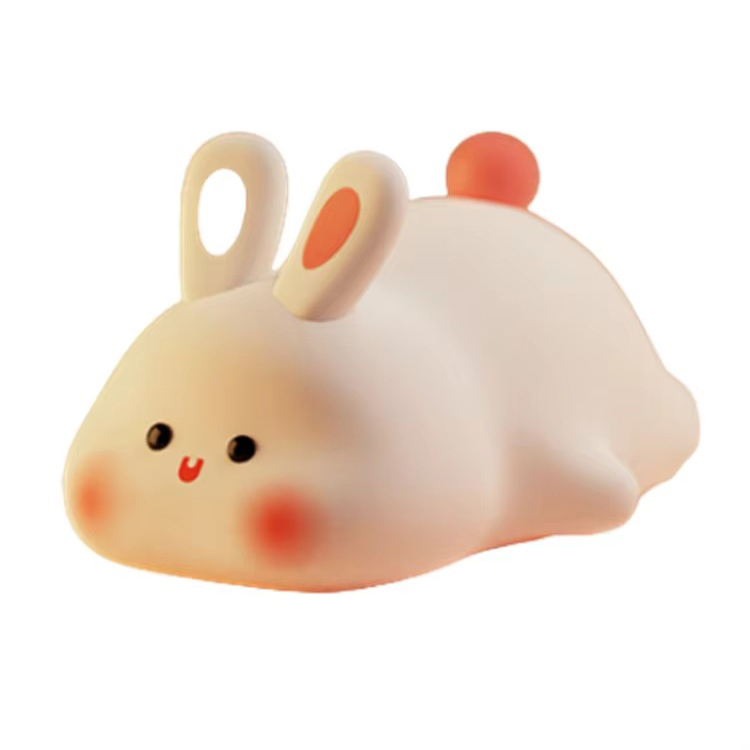 Mini lampe de table LED rechargeable en forme de lapin en silicone doux au toucher
