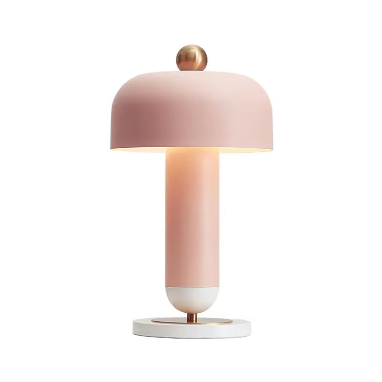 Lampes de table en métal rose nordique de villa de décor à la maison de champignon