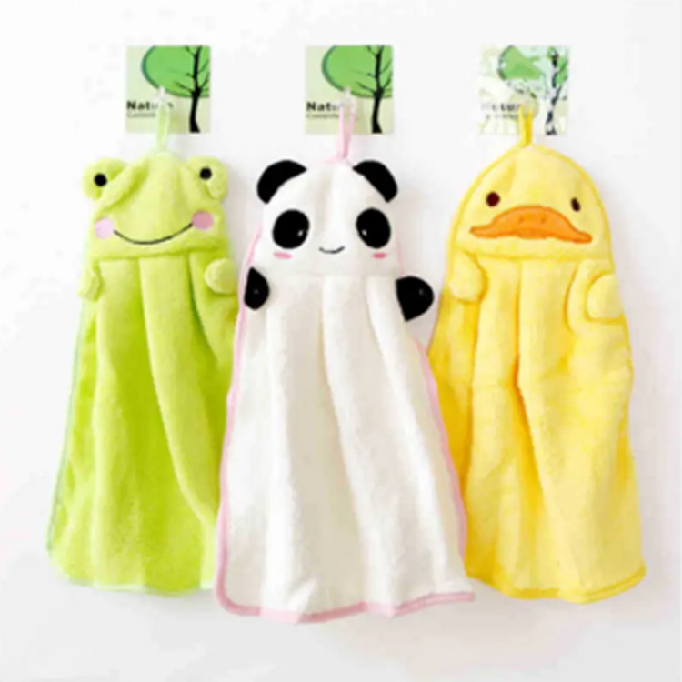 Nouveau bébé carré de bain moelleux pour bébé animal à main serviette de suspension
