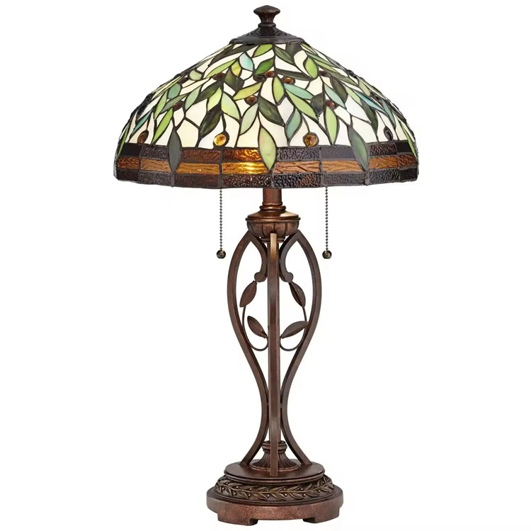 Lampe de bureau Tiffany Vintage en verre teinté de luxe Antique nordique