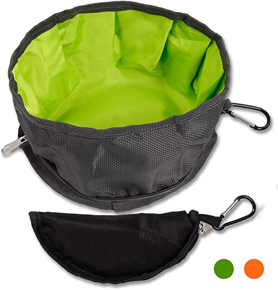 Bol de voyage pliable portable pour nourriture pour chiens avec fermeture à glissière