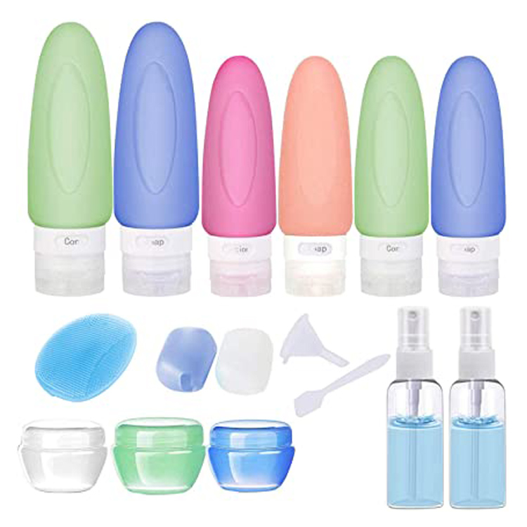 Ensemble de bouteille de voyage en silicone contenant cosmétique portable