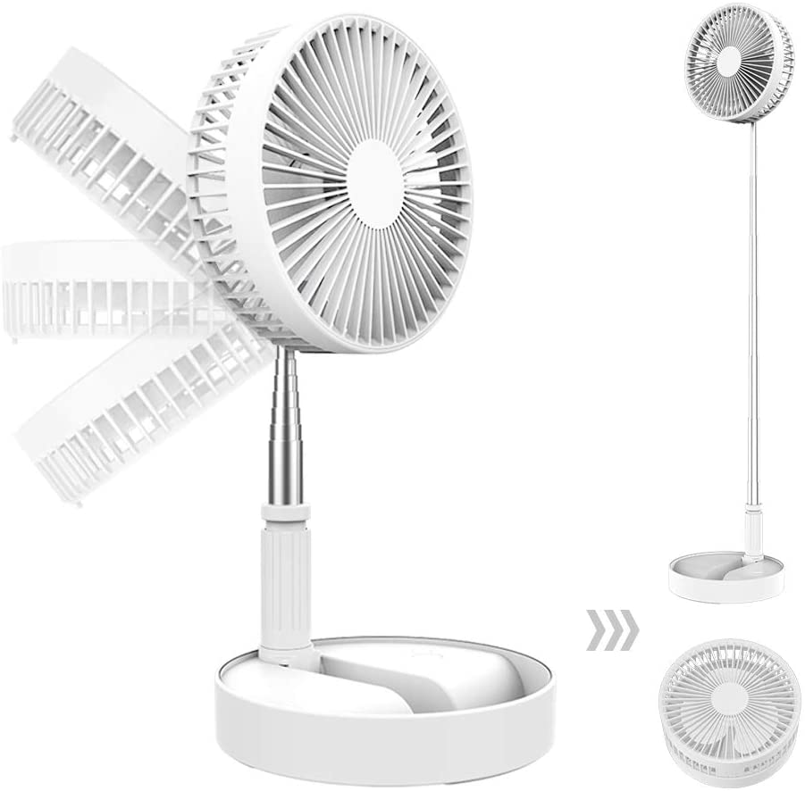 Ventilateur rechargeable sur piédestal télescopique pliable portable avec lumière