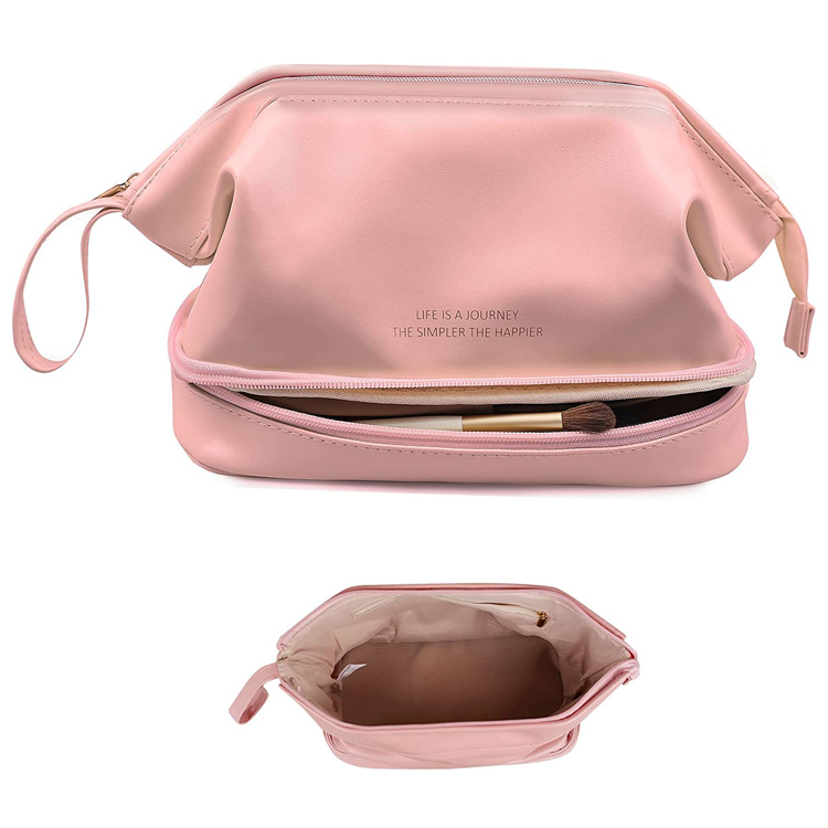 Sac cosmétique de maquillage de toilette en cuir de voyage portable