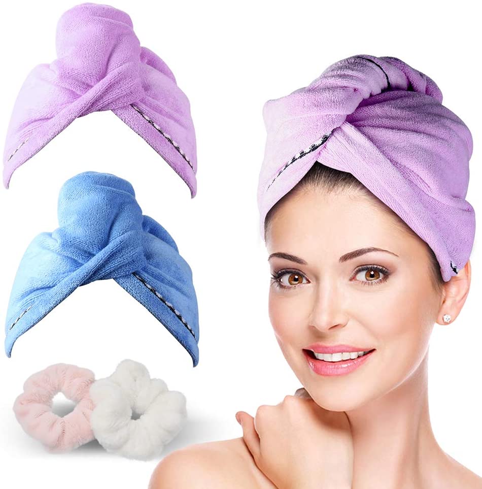 Enveloppe de serviette de chapeau turban cheveux secs microfibre