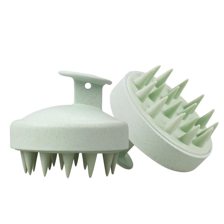 Brosse de cuir chevelu à tête de silicone de paille de blé de blé du cuir chevelu