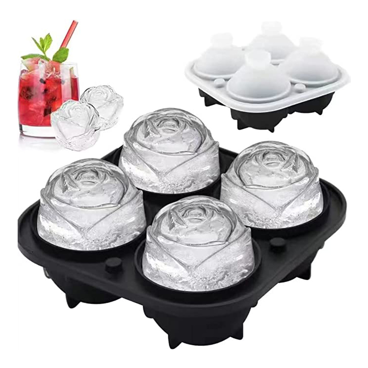 Nouveauté 3D Silicone Rose Moule à glace Cube Plateau