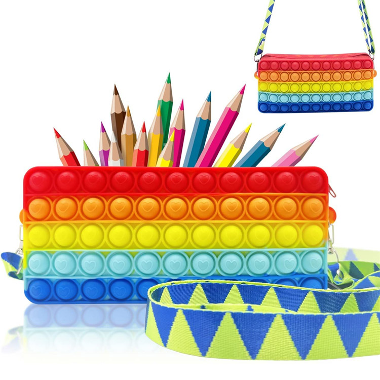Sac de rangement en silicone Push Up Bubble Kids Trousse à crayons