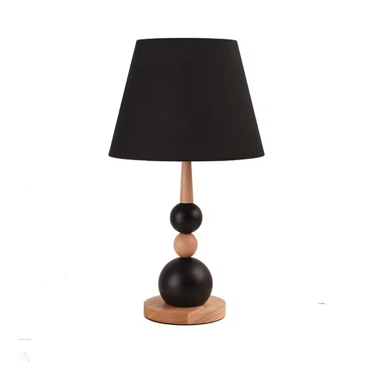 Lampe de table minimaliste en bois rétro boule simplement noire