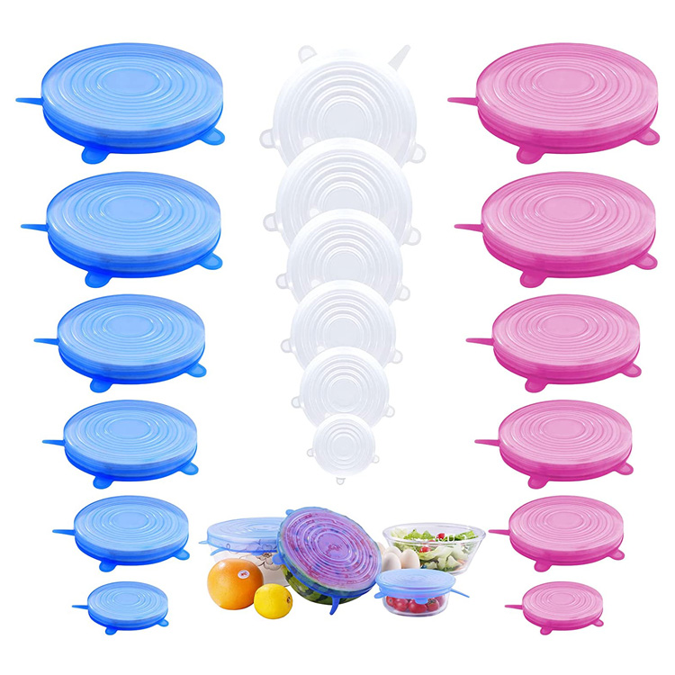 Lot de 6 couvercles extensibles en silicone pour stockage des aliments