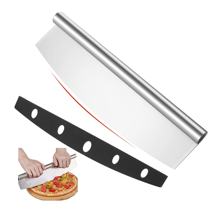 Trancheuse à pizza en acier inoxydable avec housse de protection