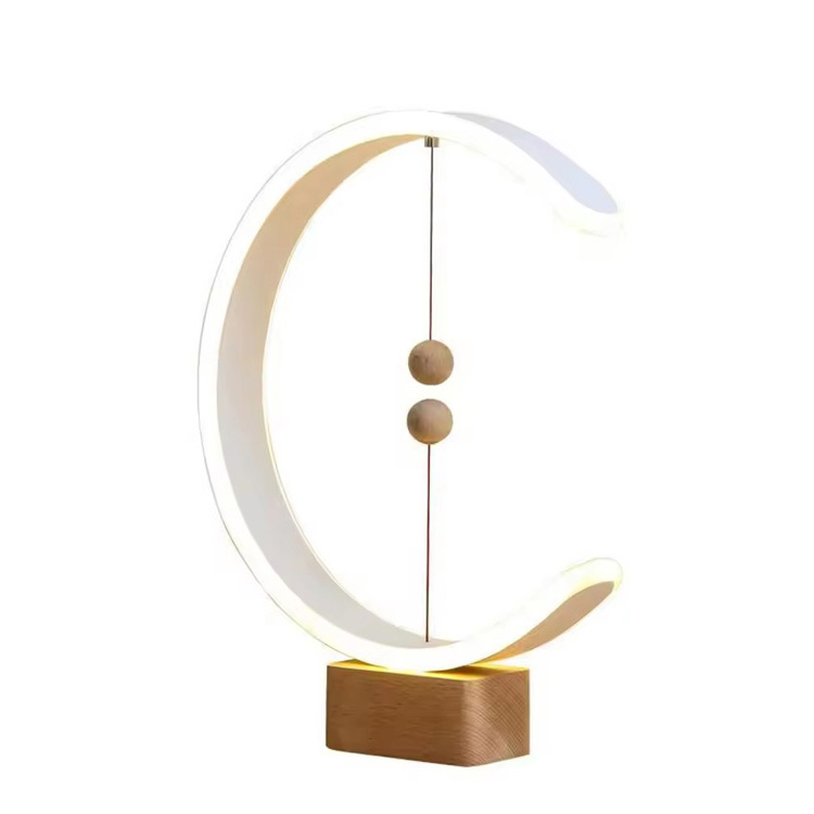 Lampe de bureau à lévitation magnétique en bois USB, équilibre dans l'air