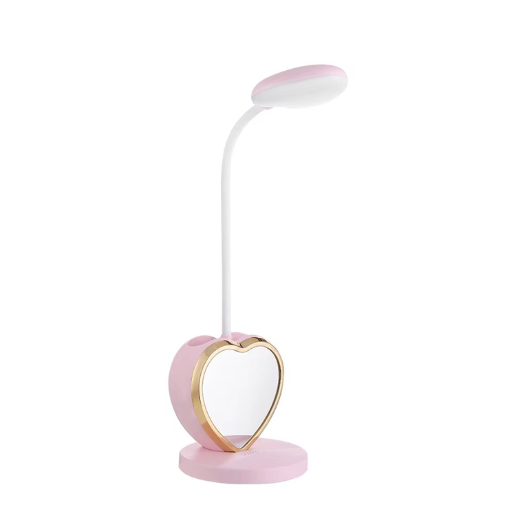 Lampe de table d'amour de miroir de maquillage tactile rechargeable par USB
