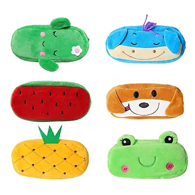 Trousse à crayons en peluche de dessin animé mignon pour enfants d'école en gros