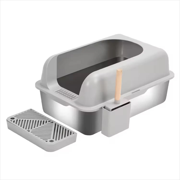 XL Large Box litière de chat en acier inoxydable propre fermé Clean